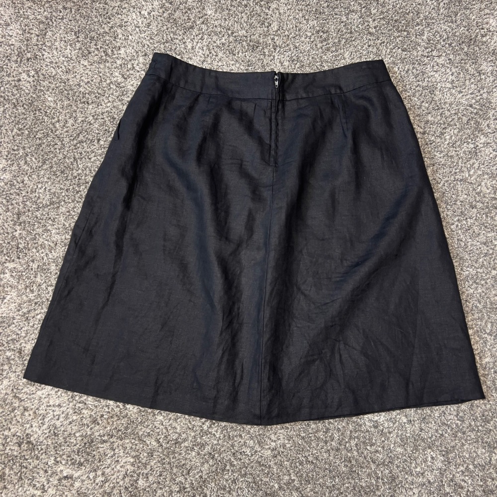 Orvis Black 100% Linen Pleated A-Line Skirt Lined Size 16 Costal Grandma Capsule - Picture 6 of 8